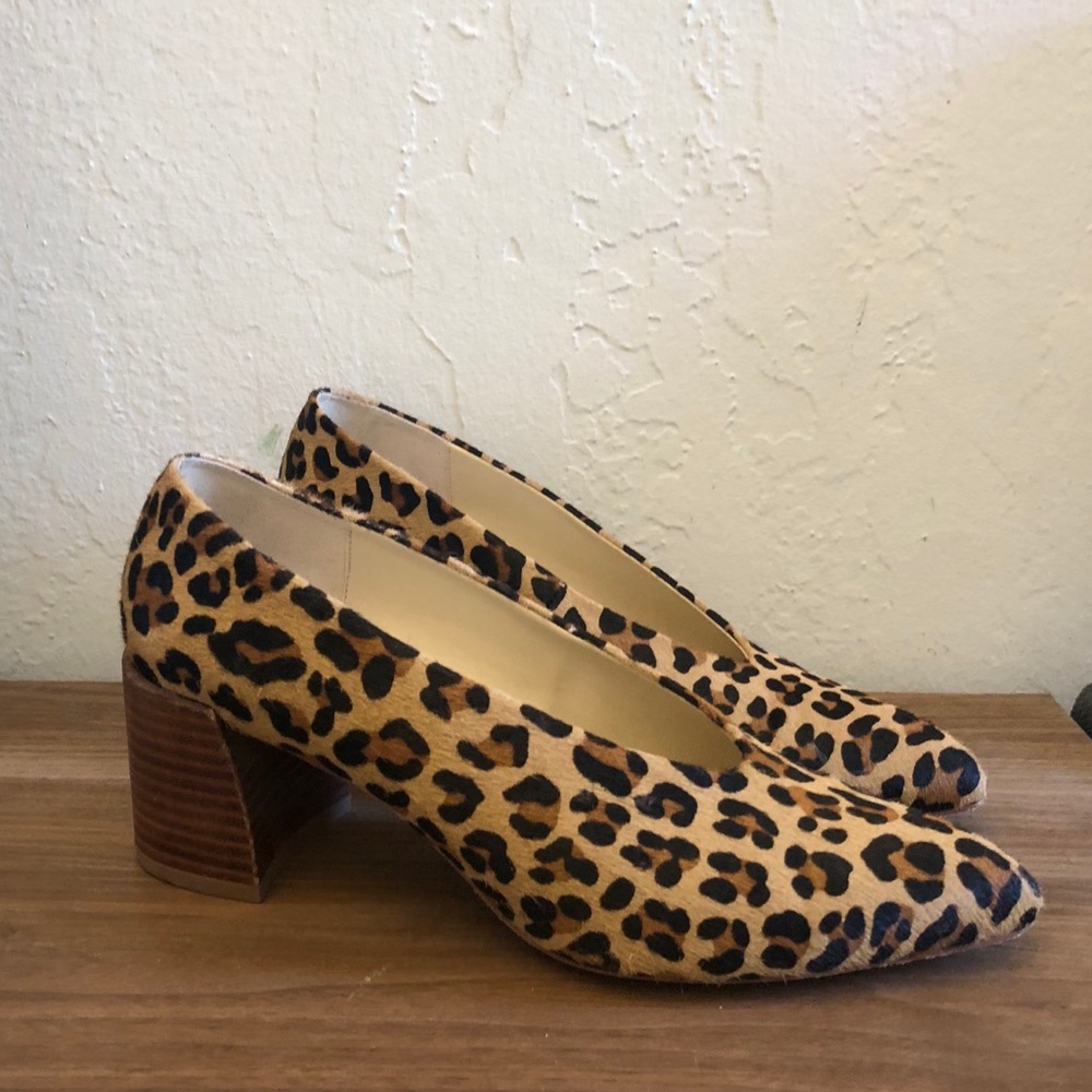 Zara leopard print block heels - size 7